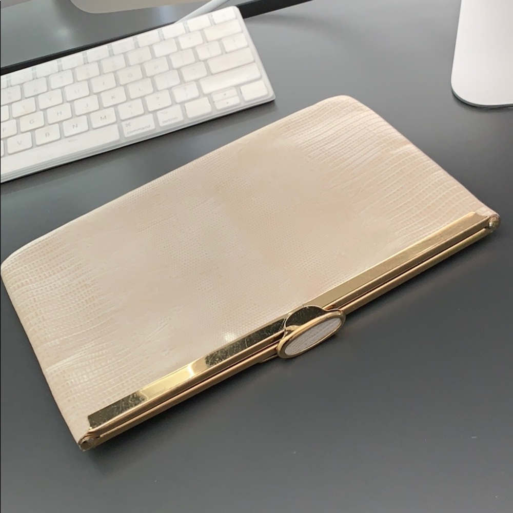 Vintage cream and gold clutch
